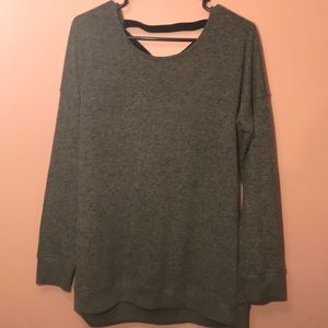 Tops - Olive Green Open Back Shirt Tops - Olive Green Open Back Shirt